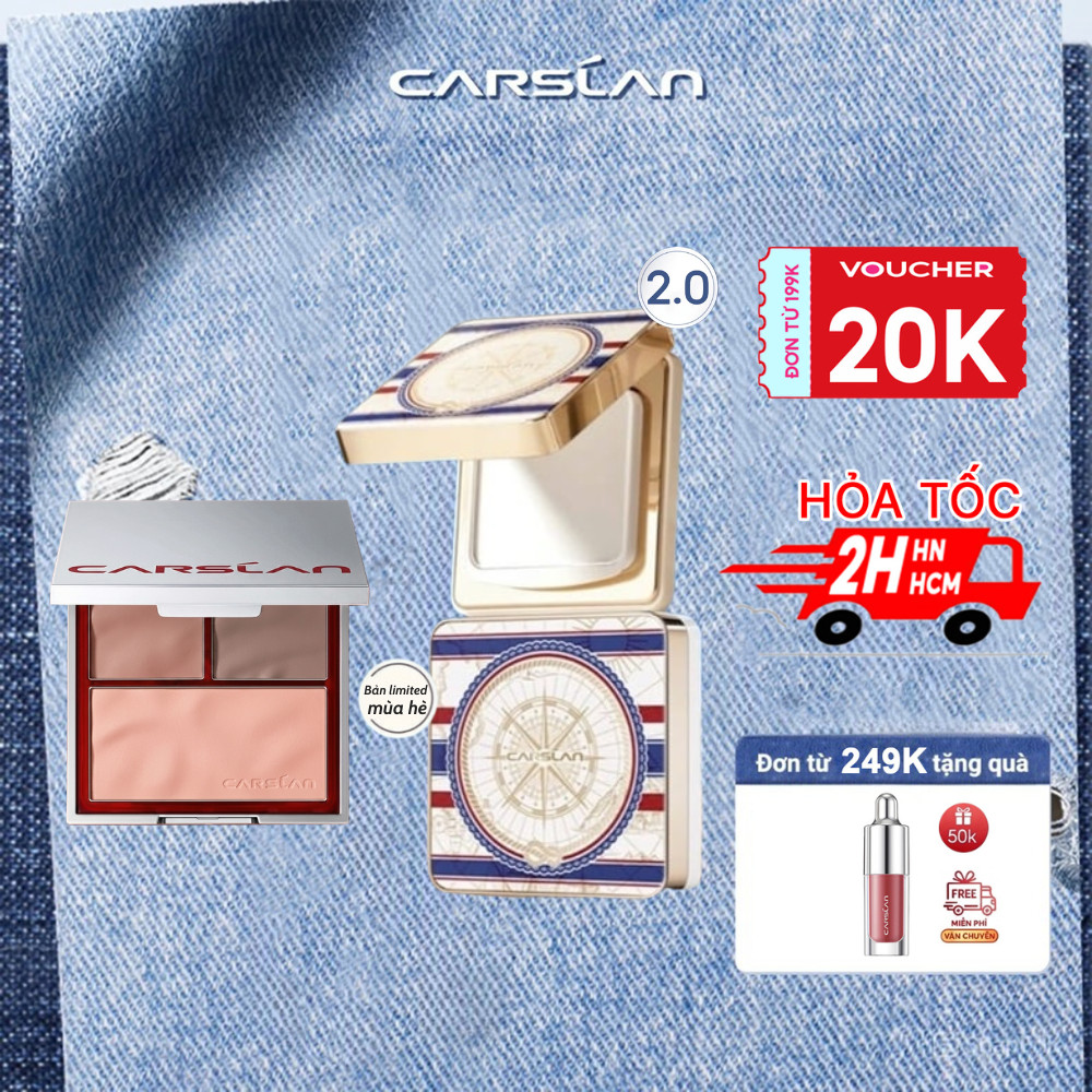 Combo Phấn Nén Carslan Kiềm Dầu Bản Limited Chống Nước+ Phấn Má Hồng Màu Tone Cam Mùa Hè Ngọt Ngào