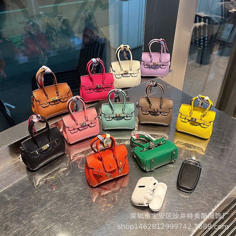 Fashion H Mini platinum bag pendant, Bluetooth earphone case, lipstick bag, coin purse, car keychain