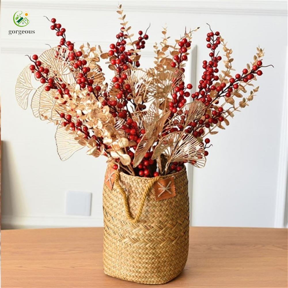 [FUXIN]For Wedding Home Decor Gold Eucalyptus Artificial Leaves Premium Quality 45cm