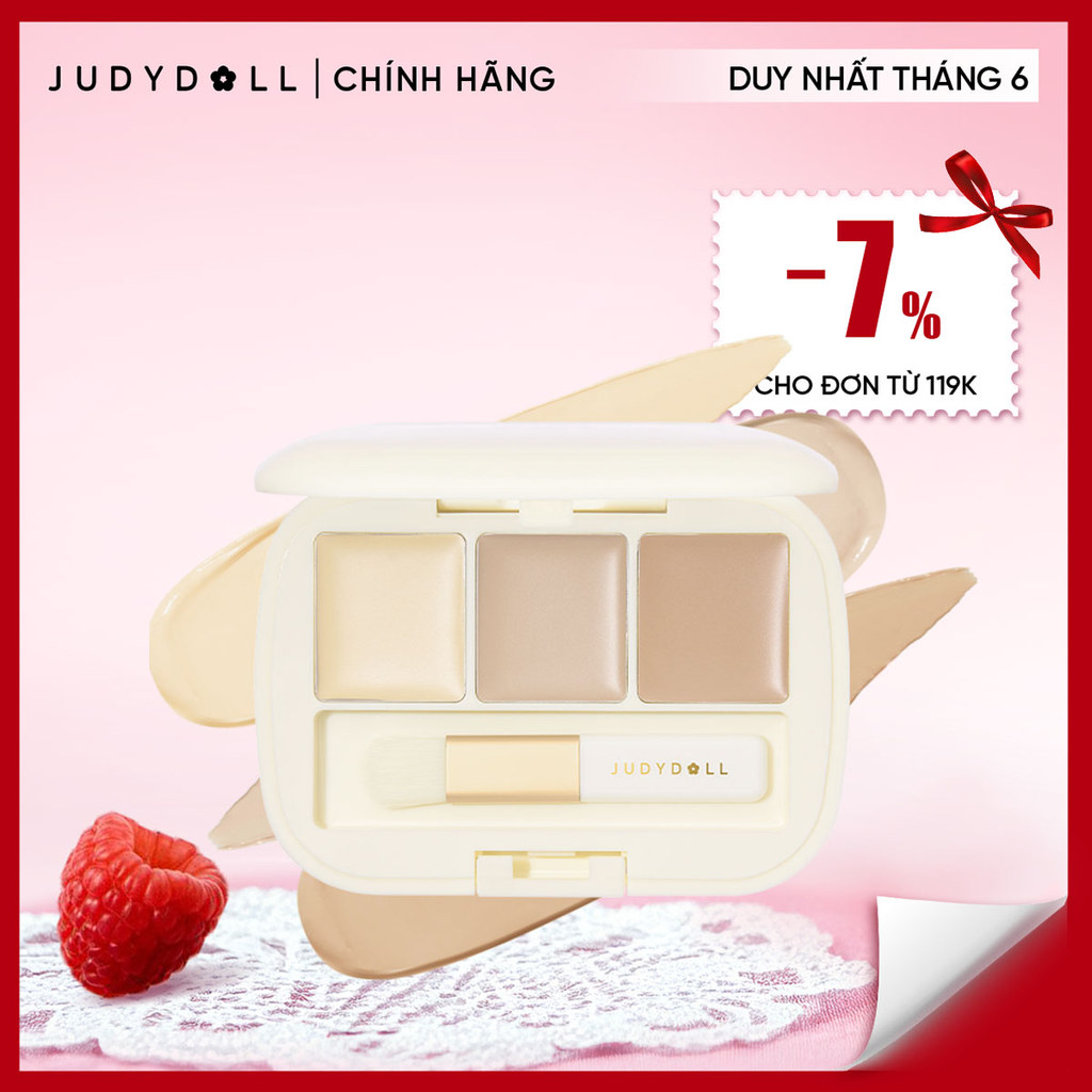 Bảng che khuyết điểm 3 màu JUDYDOLL Moisturizing 3-Color Concealer Palette Mềm mịn Chống nước 2.7g