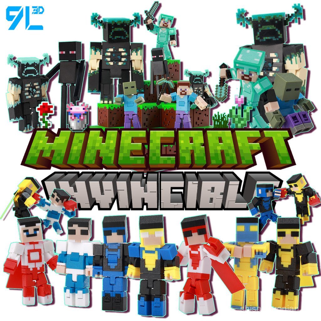 Sản phẩm mới 9L3D In Minecraft Series Invincible Young Man MC Steve Hình Đồ chơi nhân vật hành động 