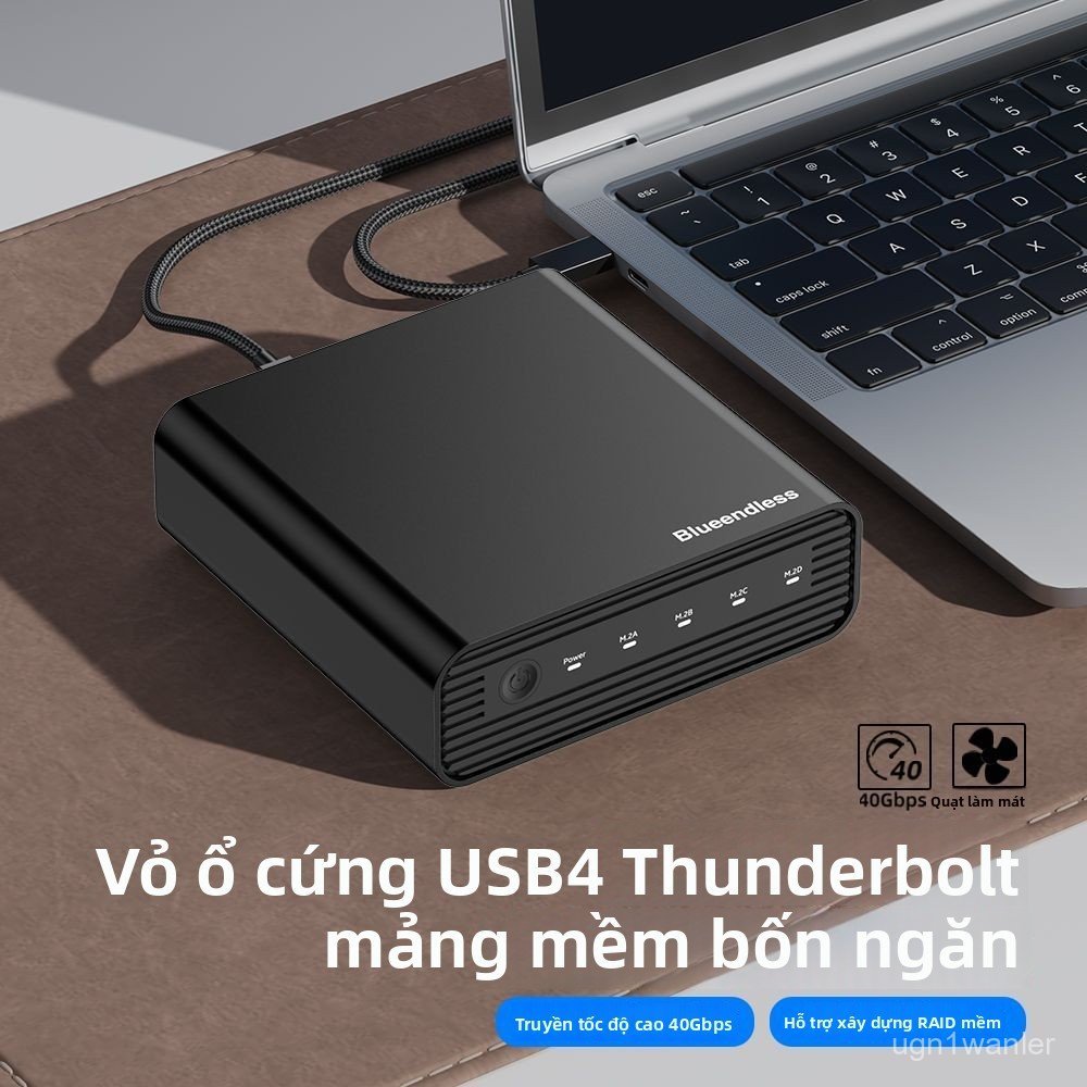 Hộp đựng ổ cứng M2 nvme USB4 4 khay Raid 40Gbps ssd box cắm ngoài tương thích thunderbolt cho mac pc