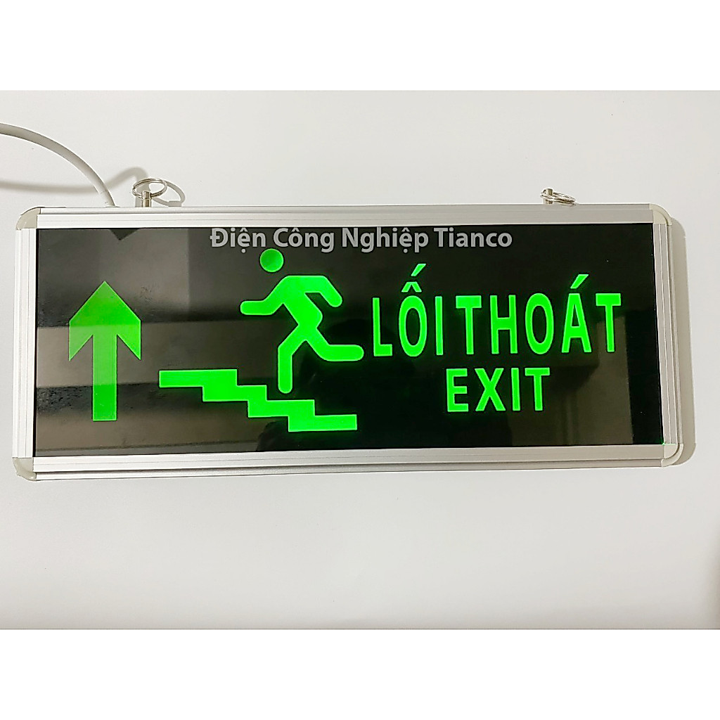 Đèn EXIT lên cầu thang có chữ lối thoát 1 mặt 2 mặt
