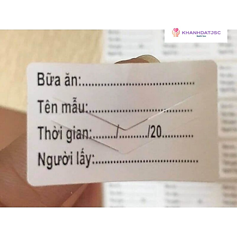 Tem dán vỡ dùng dán lưu mẫu thức ăn