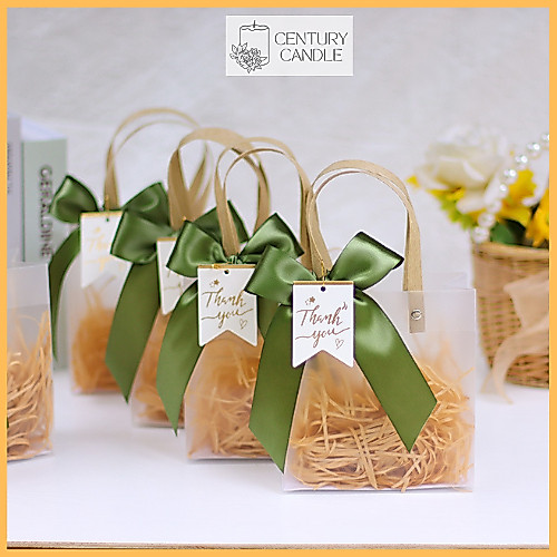 Túi Quà Tặng Đựng Nến Thơm Bóng Kính Nhám Kèm Giấy Rơm Và Thiệp Chúc Century Candle