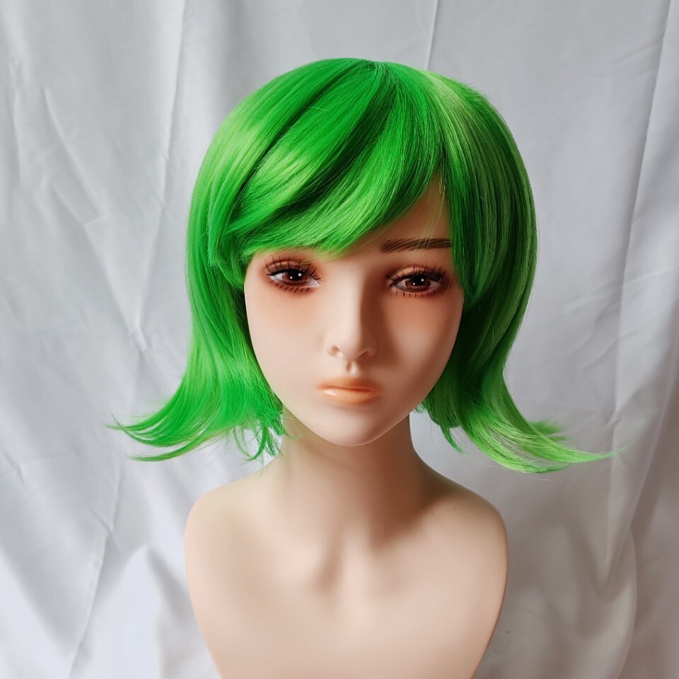 Brain Battle / Agent Team Disgusting Happy Wig cos Tóc Giả Ngắn Xanh Tóc Giả Anime Tóc Giả Nữ C