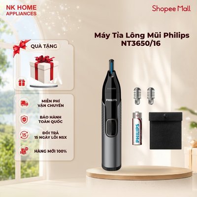 Máy Tỉa Lông Mũi Philips NT3650/16 - Cắt Êm, An Toàn, Không Đau, Dễ Vệ Sinh - BH Chính Hãng
