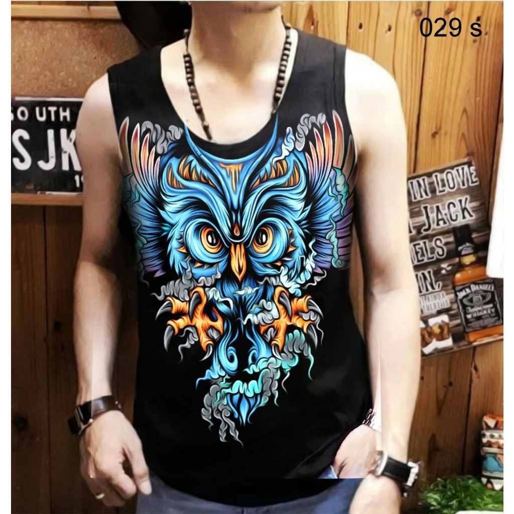 Bộ sưu tập Yc - Singlet nam với hình ảnh Owl Batik Singlet Slim Fit Men