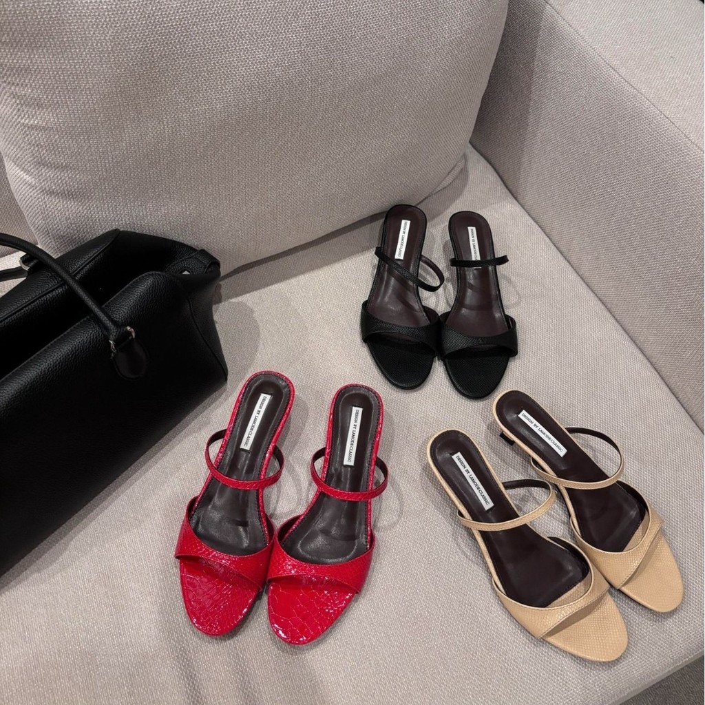 Giày Nữ Thời Trang Lamode Classic2025 Stiletto Retro Dép Đơn Giản Mũi Tròn Giày Sandal Nữ Mặc Ngoài