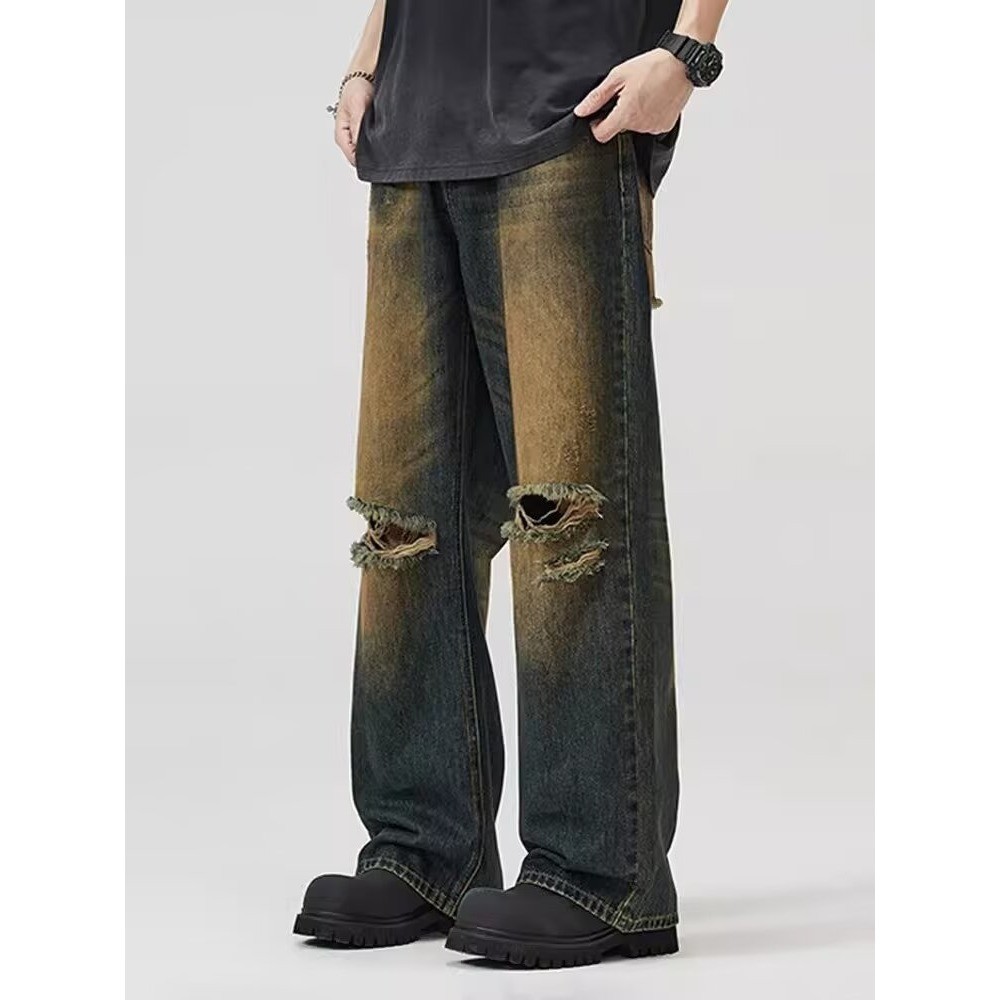 Quần Jean Rách Nam 2025 Mỹ Cao Cấp Thiết Kế Sense Slim fit Rời Thẳng Quần Dài bgt924.8