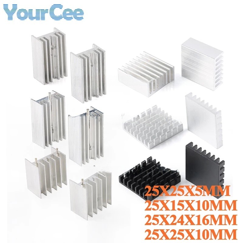 10 Cái / 5 Cái Tản Nhiệt 25X25X5mm 25X24X16 25X25X10 25X15X10 Tản Nhiệt Nhôm Tản Nhiệt Vây Tản Nhiệt