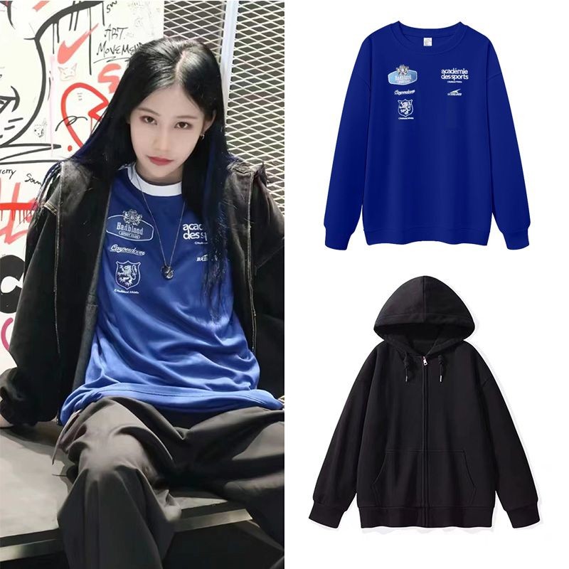 Áo khoác retro Mỹ dáng rộng cho nam có mũ trùm đầu - SNH48 Yuan Yiqi