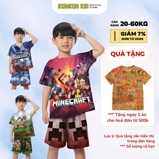 Đồ bé trai in 3D MineCraft chất thun lạnh co giãn 4 chiều TP773 size đại 10-60kg Kunkun Kids