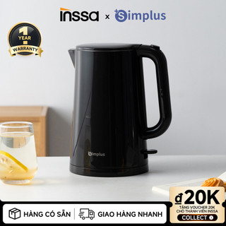  Inssa × Simplus Ấm đun nước 1,7L 1500W 2 lớp chống bỏng Lòng ấm bằng thép liền mạch Bảo vệ ngắt nguồn chống cháy DRSH007 