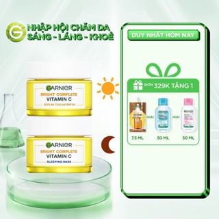 Bộ kem dưỡng da ngày đêm làm sáng và đều màu da Garnier Vitamin C Serum Cream 50ml