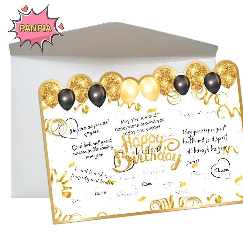 [PNPIA] New Happy Birthday ck Gold Giant Birthday Guestbook Messagememorative Card VN