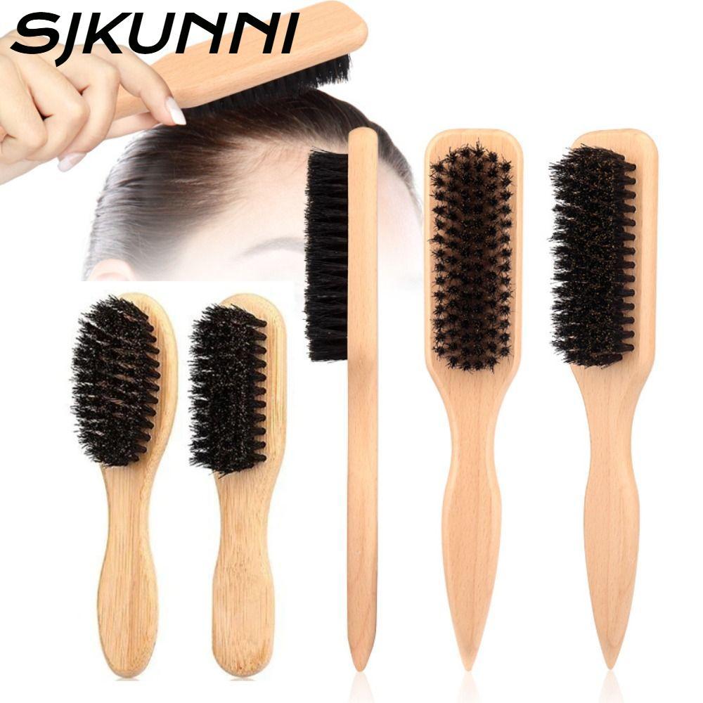 SJKUNNI Slick Back Hair Brush, Backcombing Design Tease Function Boar Bristle Hair Brush, Profession