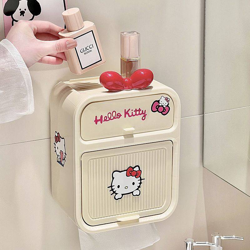Tissue Box Wall-Mounted Punch-Free Wall Storage Rack Toilet Paper Box Multi-Functional Paper Extract