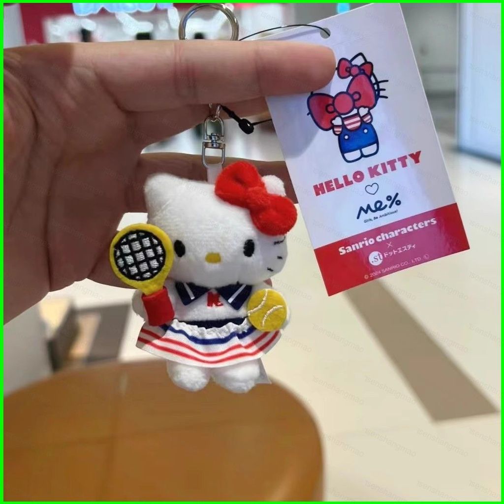 PS1 Sanrio Hello Kitty x me% Plushie Tennis Sang Trọng Móc Khóa Mini Thể Thao Búp Bê Túi Charm SP1