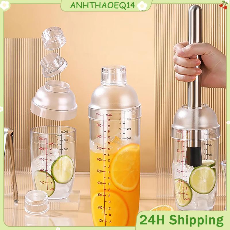 AH nhựa Cocktail Shaker tay Shaker cup với quy mô 350ml/530ml/700ml/1000ml sữa trà rượu uống Shaker 