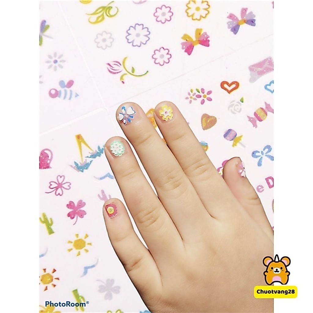 Combo 10 Sticker miếng dán móng tay 3D chống thấm nước cho bé