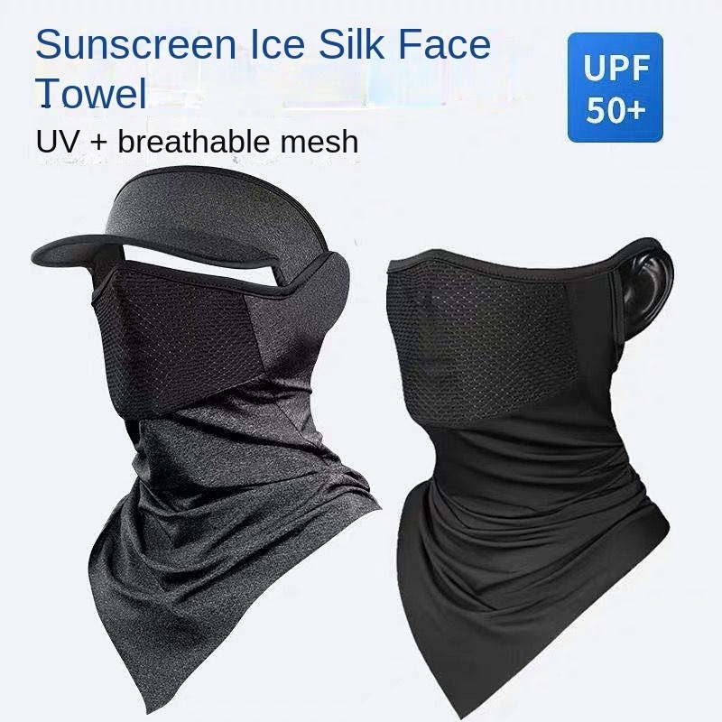 Summer Ice Silk Sun Mask Men's Face Cover Ultraviolet-Proof Breathable Mask Women's Outdoor Cycling 