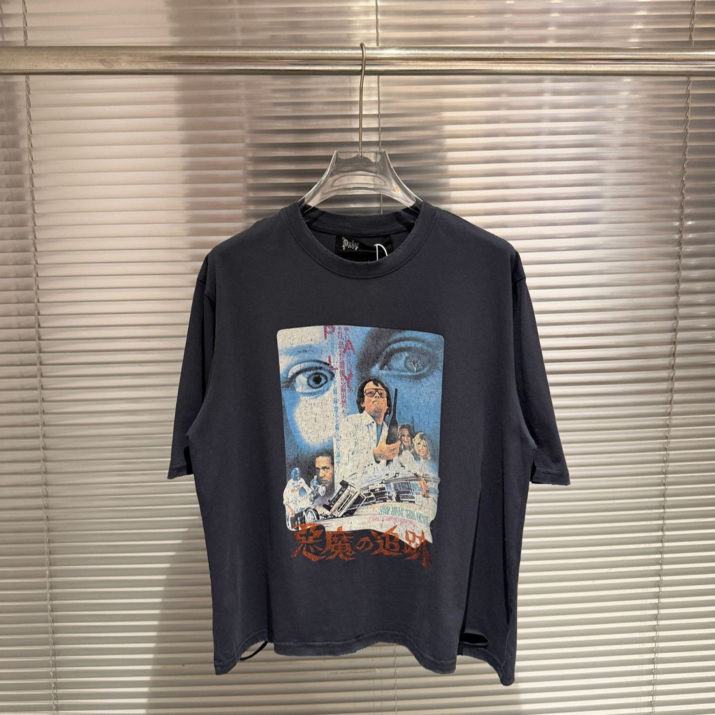 45SW Paly Hollywood Hollywood amusement park movie poster washed distressed short-sleeve loose casua