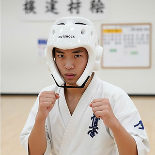 Mũ Nón bảo hộ KARATE, Mũ đúc nguyên khối màu trắng có 4 size có tùy chọn kèm thêm kính bảo về