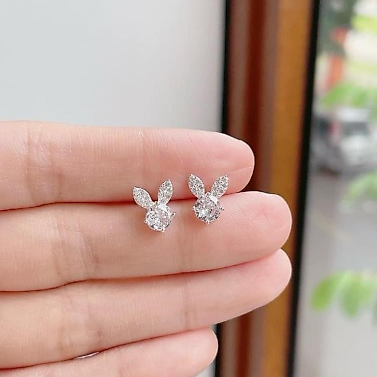 Bông tai thỏ cá tính , bạc ta -    KIM  KIM HƯNG STORE