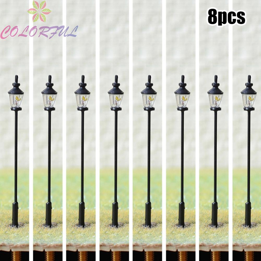 Railroad Light Model OO/HO Scale Path Lamp Post Platform Train 8pcs/Set