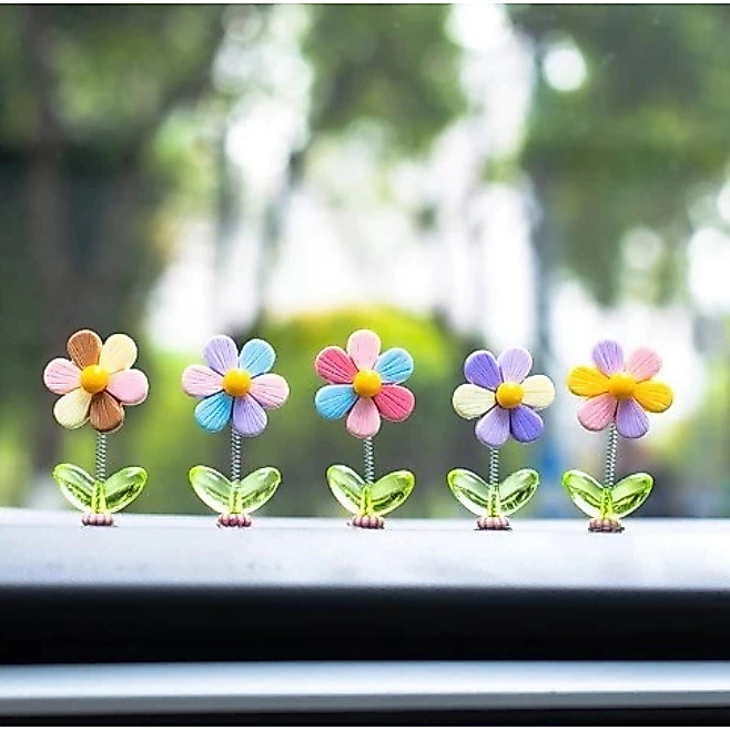 Set 5 Hoa Lò Xo Trang Trí Nội Thất Xe Ô tô, Decor Bàn Làm Việc, Bàn Học