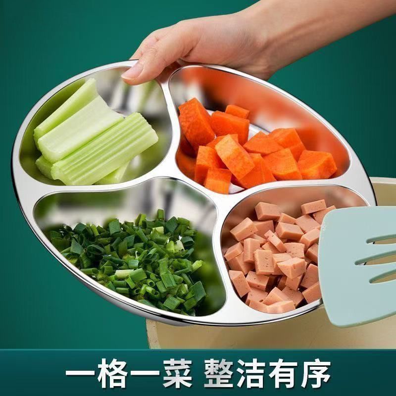 Stainless Steel Food Preparation Divider Plate, Kitchen Ginger, Garlic, and Seasoning Plate, Multifu