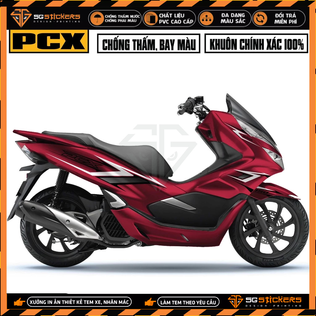 Decal Rời PCX 150 Mẫu Chữ PCX Cách Điệu | PCX-05 | Tem Chế Dán PCX Chống Xước, Chống Nước, Bền Màu