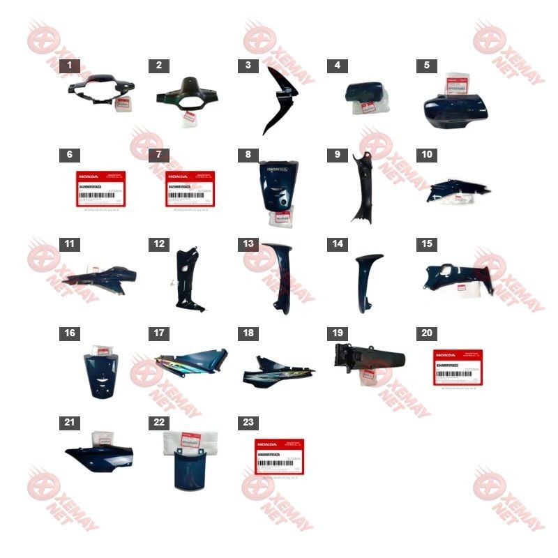 Bộ Nhựa - Dàn Vỏ - Dàn Áo Wave Α+Năm 2004 Màu Xanh Lục B - 142 M