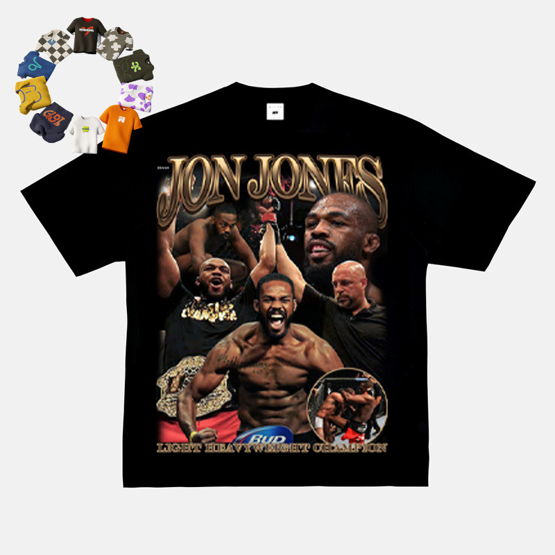 Áo thun Bone Jon Jones Jon Jones, Áo thun ngắn tay in hình chân dung UFC