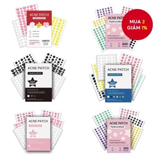 Miếng dán mụn hydrocolloid cho mặt, che kín mụn và vết thâm, dễ thương, có số lượng 180/300/360/600 PCS.