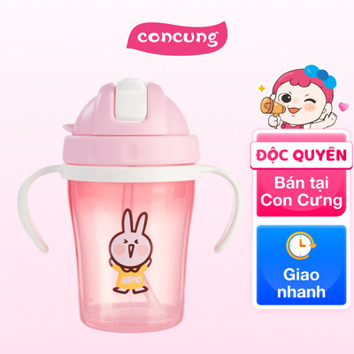 Bình tập uống cách nhiệt Animo (240ml, hồng, tay cầm, RK-3431)