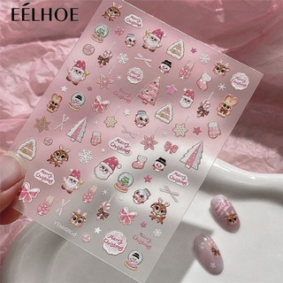 Xmas Miếng Dán Móng Tay Hoạt Hình Tuần lộc Dễ Thương Ông Già Noel Móng Tay Nghệ Thuật Phụ Kiện Lễ Hội Trang Trí Móng Tay