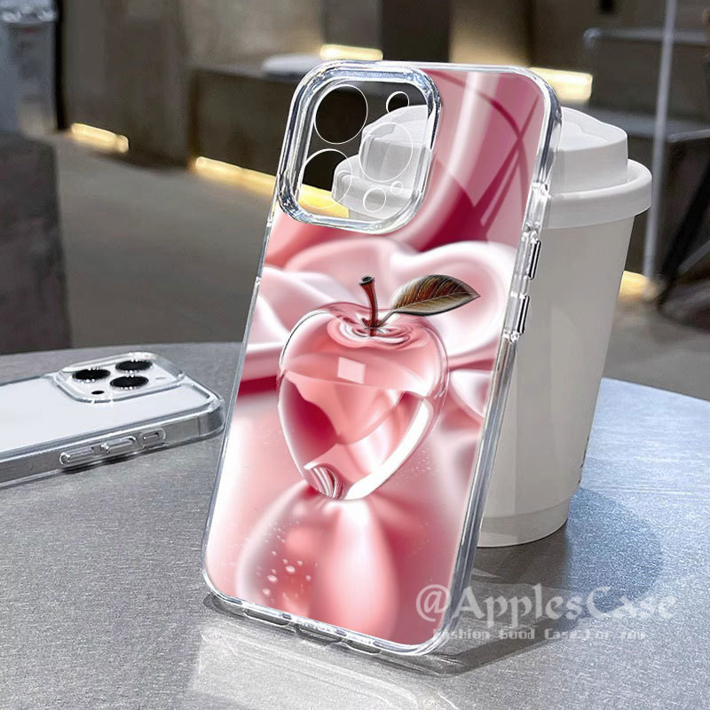 Clear Case for IPhone 16 15 14 13 12 11 ProMax XR 8 7Plus X XSMax Fashion Crystal Apples Phone Case