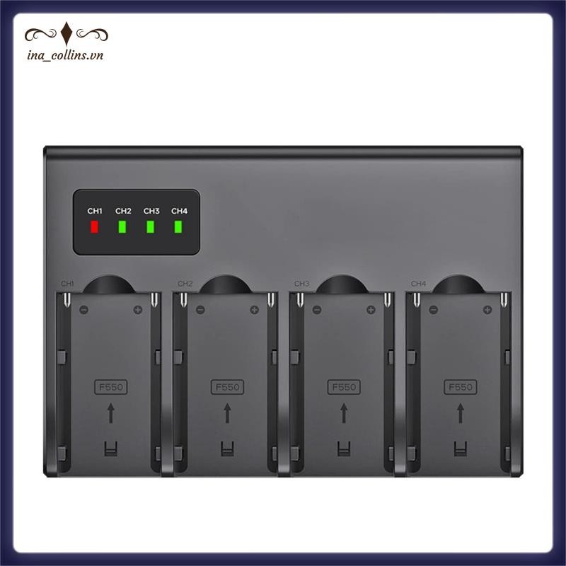 [ina _ collins.vn] Bộ sạc pin máy ảnh kỹ thuật số 4 kênh NP F960 NPF970 NP-F970 W Màn hình LCD NP-F5