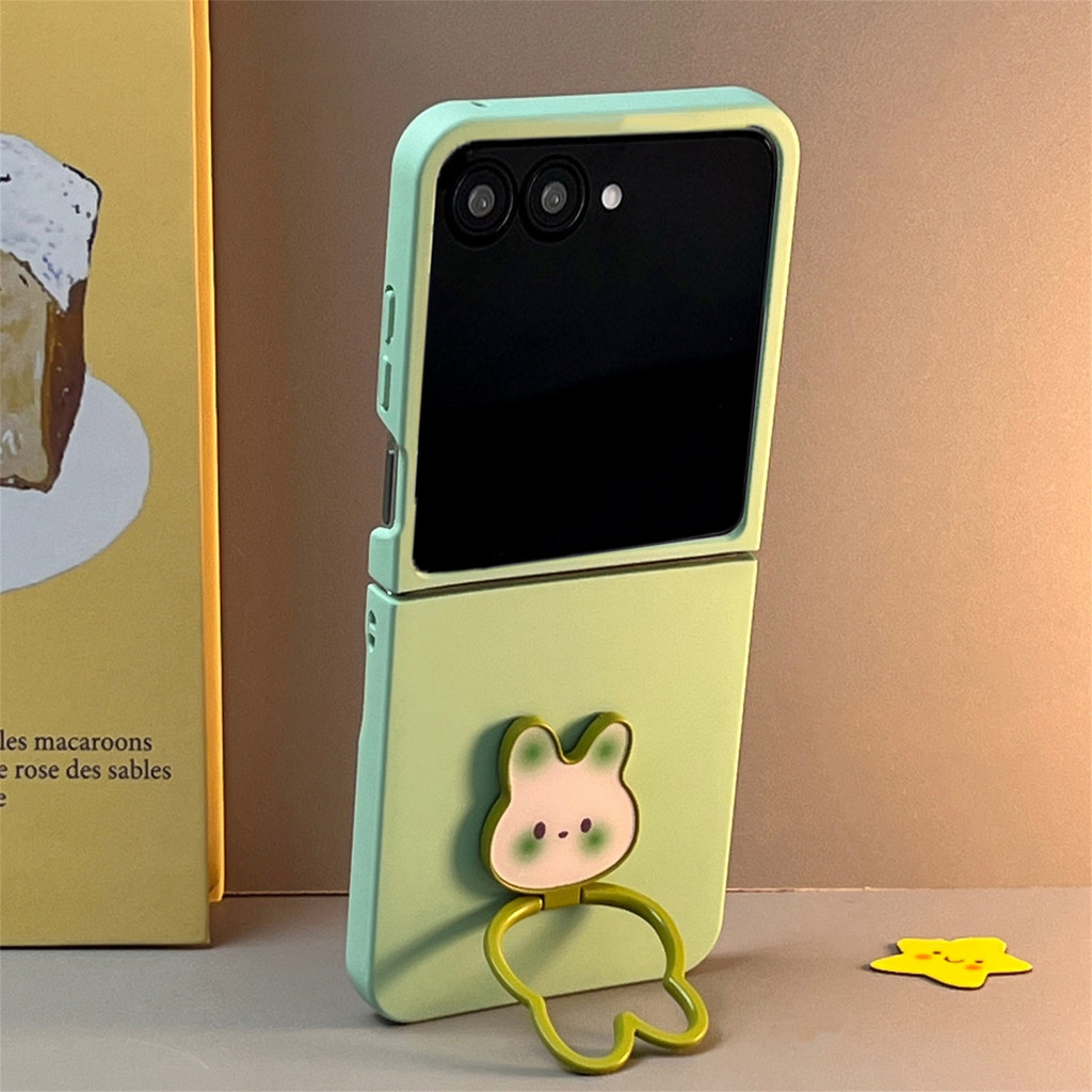 Ốp Điện Thoại Xanh Bạc Hà Hàn Quốc Dễ Thương Có Thỏ Giá Đỡ Nhẫn Cho Motorola Razr 60 Ultra Razr 60 R