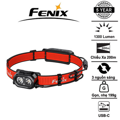 FENIX HP12R-T – Đèn đội đầu chạy trail 1300lm, chiếu xa 200m, USB-C