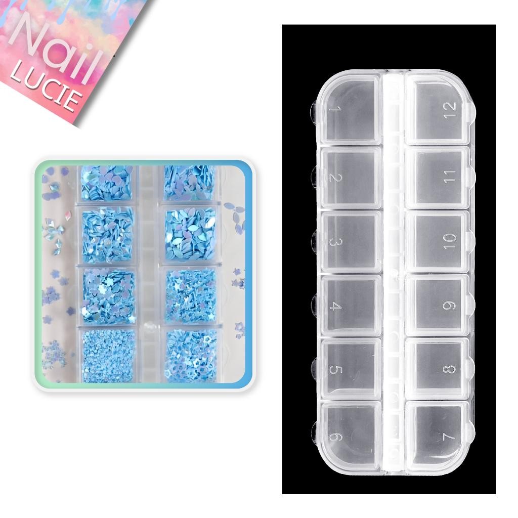 [Fitomagia Brand] Hộp Nhựa 12 Ngăn Đựng Đá Hạt Phụ Kiện Đính Nails Trang Trí Móng Tay