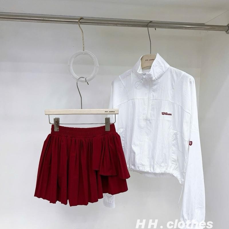 [ pickleball] set áo khoác Wilson + chân váy đỏ b390