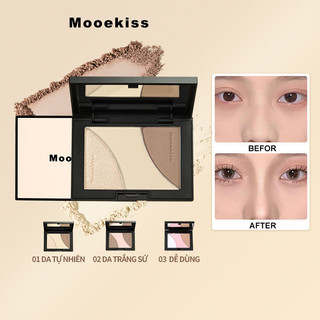  Mooekiss Bảng Khối Phấn Bắt Sáng Bảng Trang điểm Tự Nhiên Lâu Trôi Chống Nước 3 màu 16.5g mini 9g 