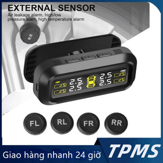 Hệ thống giám sát áp suất lốp TPMS năng lượng mặt trời với 4 cảm biến bên ngoài, cảnh báo nhiệt độ, tiết kiệm nhiên liệu