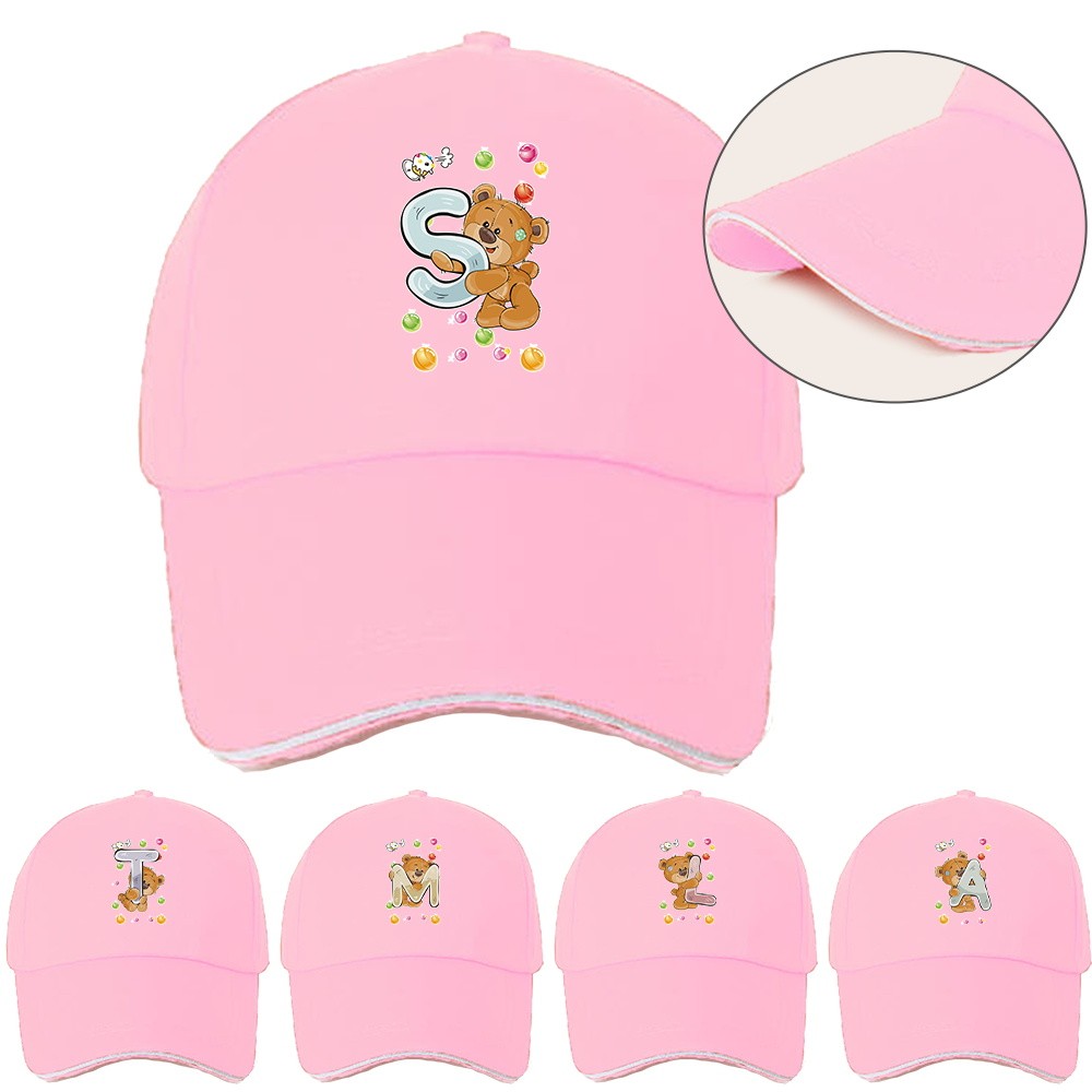 Mũ Bóng Chày Golf Cotton In Họa Tiết Gấu Hồng - Thời Trang Đường Phố Unisex