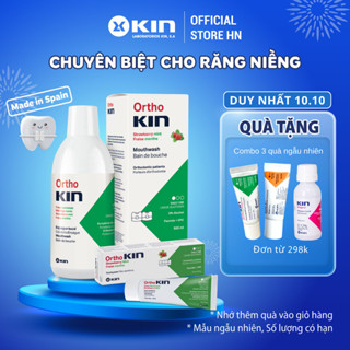 Combo Nước Súc Miệng Kem Đánh Răng Ortho Kin Cho Răng Niềng, Chỉnh Nha Ngừa Hôi Miệng, Sạch Mảng Bám 500ml/75ml