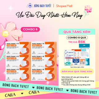 Combo 6 Hộp Khẩu trang Bông Bạch Tuyết 3 lớp trắng (50 cái/hộp)