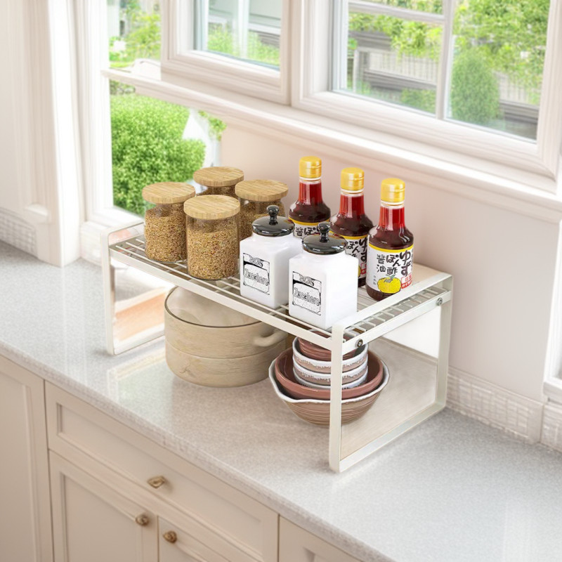 New Product~Kitchen layered storage rack, condiment organizer, cabinet divider, dish drainer, pot ra